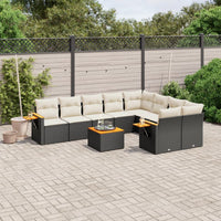 Set Divani da Giardino 10pz con Cuscini in Polyrattan Nero 3259550