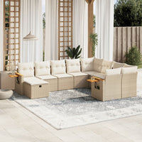 Set Divano da Giardino 10 pz con Cuscini Beige in Polyrattan 3259559