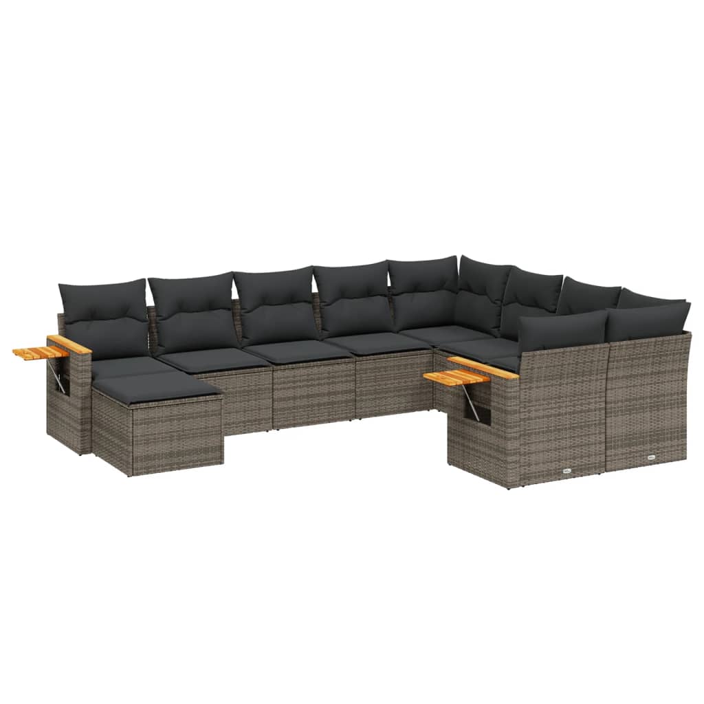 Set Divano da Giardino 10 pz con Cuscini Grigio in Polyrattancod mxl 116838