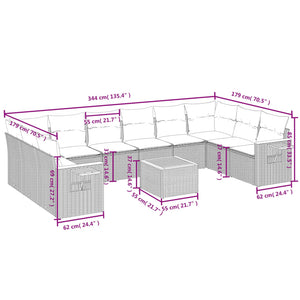 Set Divani da Giardino 11 pz con Cuscini in Polyrattan Nero 3259570