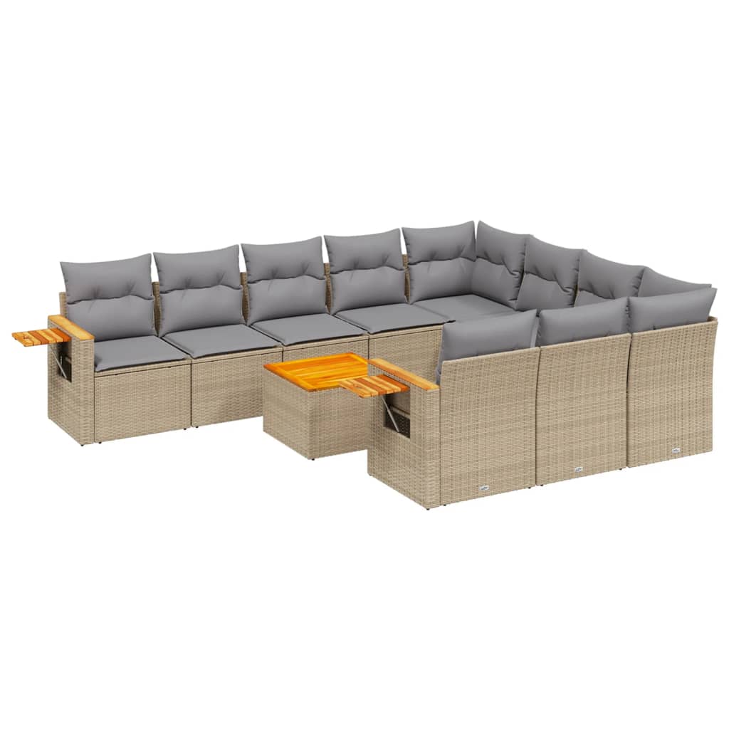 Set Divani da Giardino 11 pz con Cuscini Beige in Polyrattancod mxl 90322