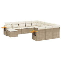 Set Divani da Giardino 11 pz con Cuscini Beige in Polyrattan 3259608