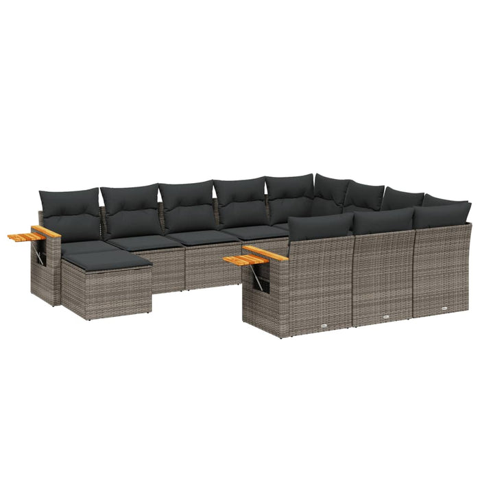 Set Divani da Giardino 11 pz con Cuscini in Polyrattan Grigio 3259610