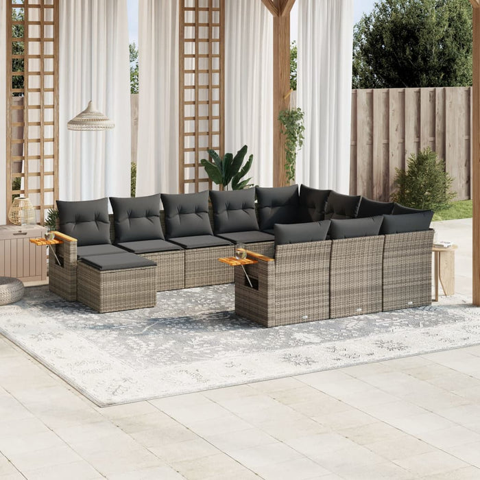 Set Divani da Giardino 11 pz con Cuscini in Polyrattan Grigiocod mxl 114370