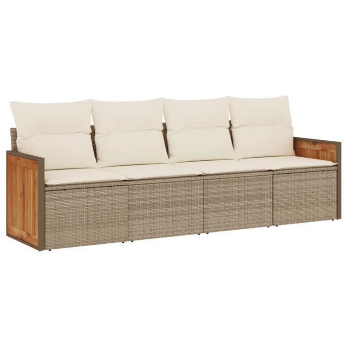 Set Divano da Giardino 4 pz con Cuscini Beige in Polyrattancod mxl 113935