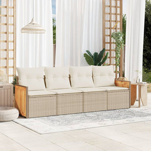 Set Divano da Giardino 4 pz con Cuscini Beige in Polyrattan 3259853