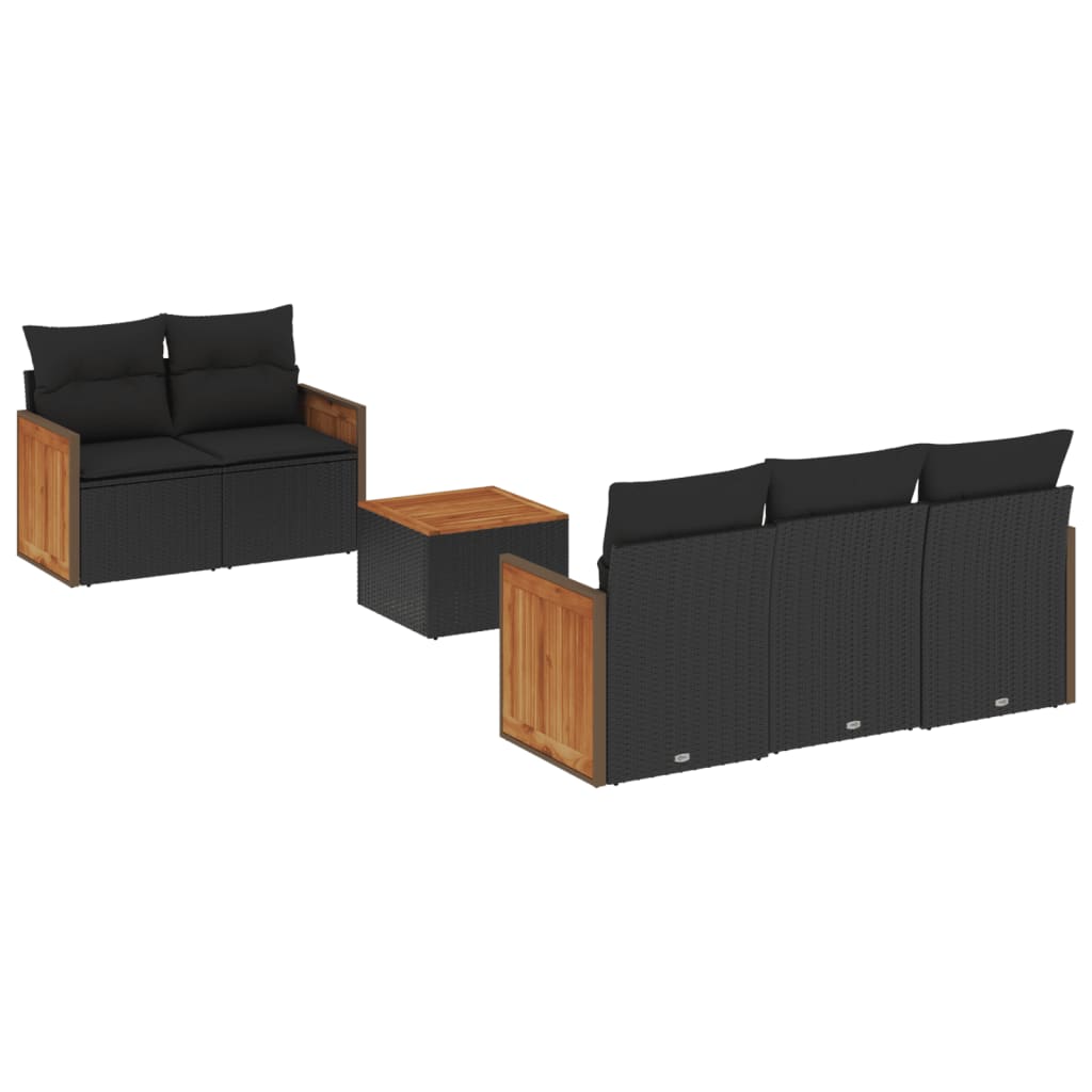 Set Divano da Giardino 6 pz con Cuscini Nero in Polyrattancod mxl 116818