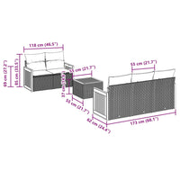 Set Divano da Giardino 6 pz con Cuscini Nero in Polyrattancod mxl 116818