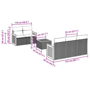 Set Divano da Giardino 6 pz con Cuscini Nero in Polyrattan 3259865