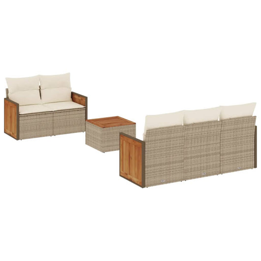 Set Divano da Giardino 6 pz con Cuscini Beige in Polyrattancod mxl 88802