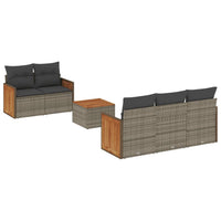 Set Divano da Giardino 6 pz con Cuscini Grigio in Polyrattan 3259869