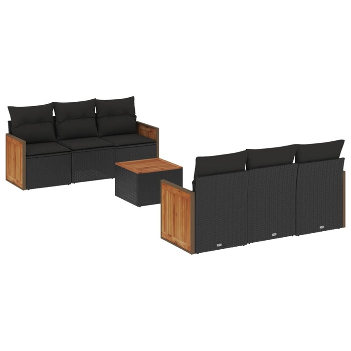 Set Divani da Giardino con Cuscini 7pz Nero Polyrattan 3259871