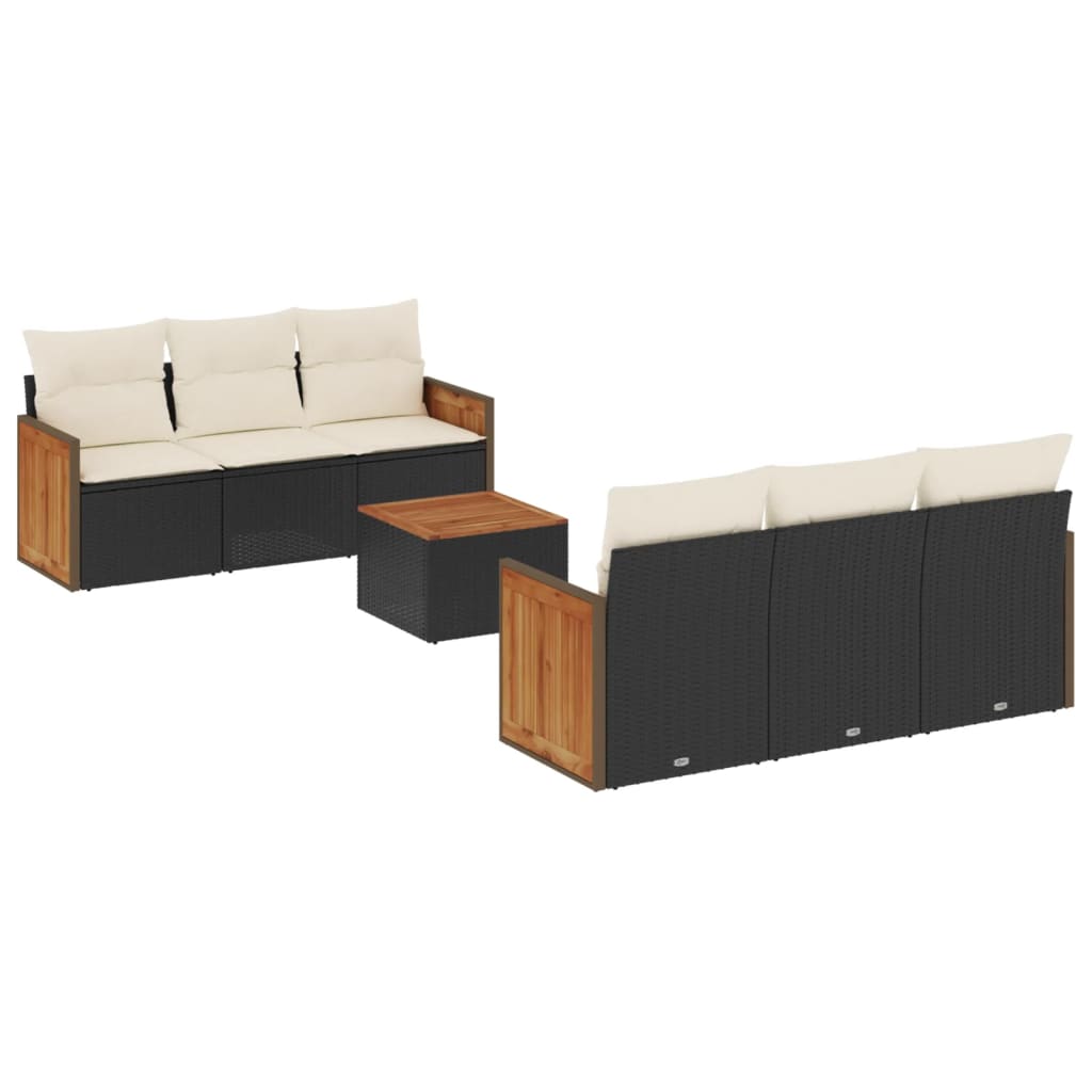 Set Divani da Giardino con Cuscini 7pz Nero Polyrattancod mxl 116987