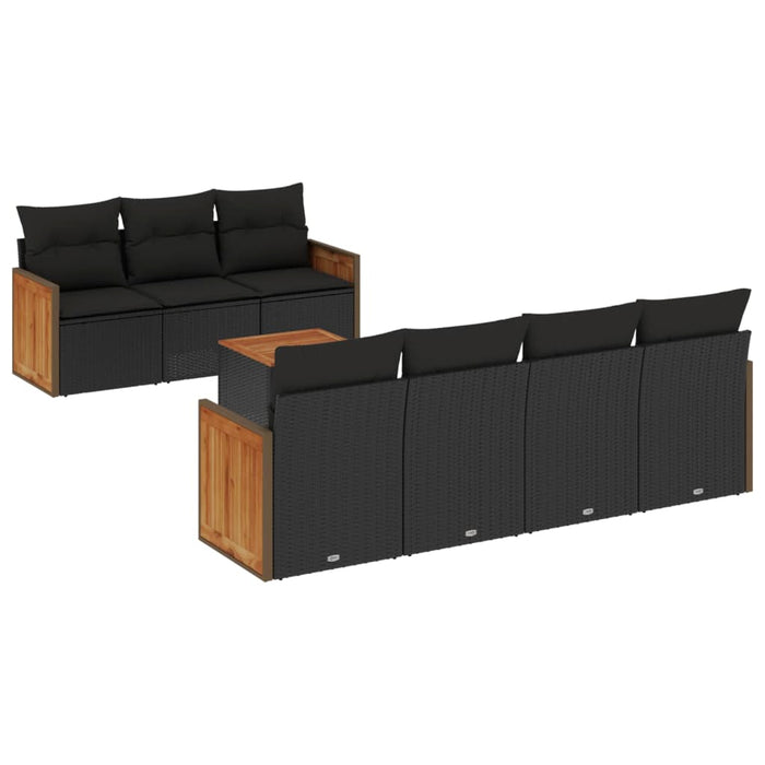 Set Divani da Giardino con Cuscini 8 pz Nero in Polyrattancod mxl 112181