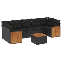 Set Divani da Giardino con Cuscini 8 pz Nero in Polyrattancod mxl 88142