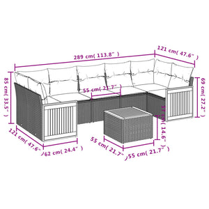 Set Divani da Giardino con Cuscini 8 pz Nero in Polyrattancod mxl 88142