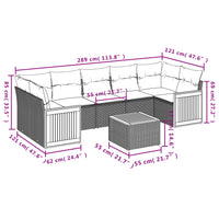 Set Divano da Giardino 8 pz con Cuscini Grigio in Polyrattan 3259897