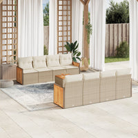 Set Divano da Giardino 9 pz con Cuscini Beige in Polyrattan 3259902