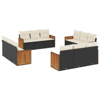 Set Divani da Giardino 12 pz con Cuscini Nero in Polyrattan 3259914