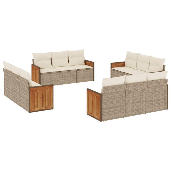 Set Divani da Giardino 12 pz con Cuscini Beige in Polyrattancod mxl 112574