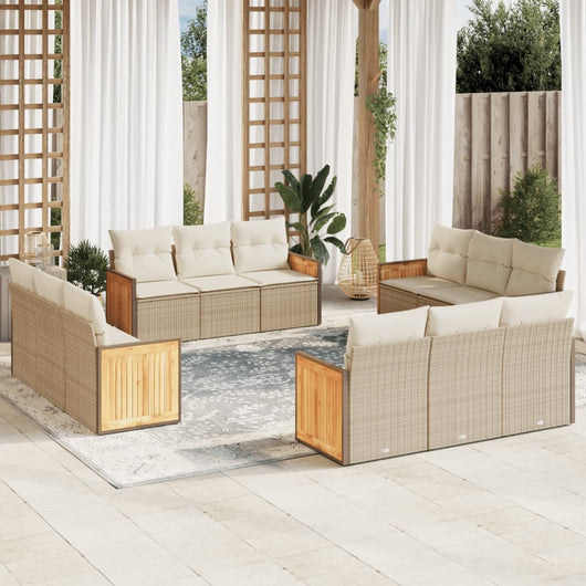 Set Divani da Giardino 12 pz con Cuscini Beige in Polyrattancod mxl 112574