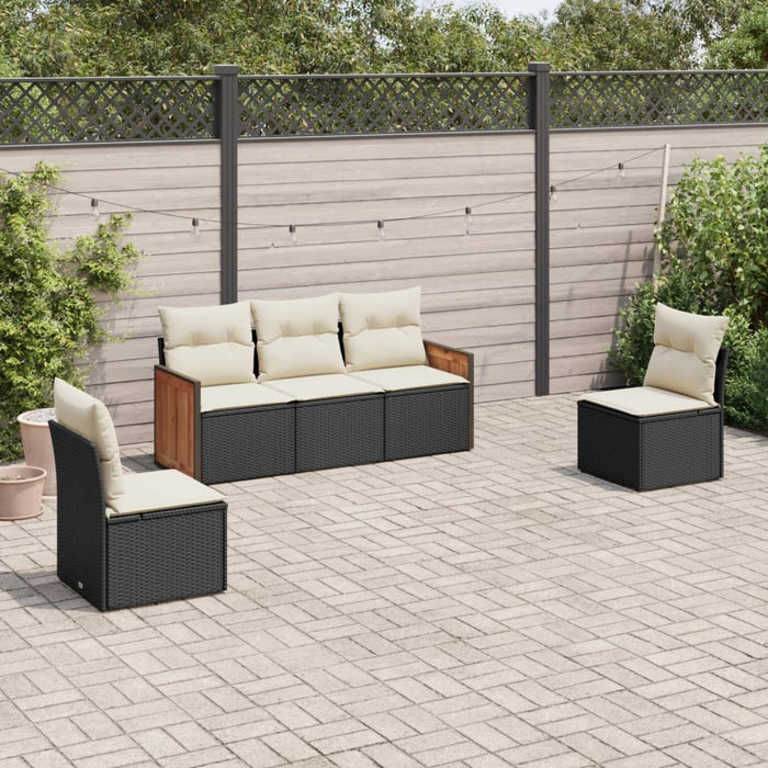 Set Divani da Giardino 5 pz con Cuscini in Polyrattan Nerocod mxl 112151