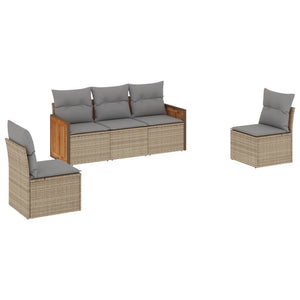 Set Divano da Giardino 5 pz con Cuscini Beige in Polyrattan 3259931