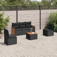 Set Divano da Giardino 6 pz con Cuscini Nero in Polyrattancod mxl 89329