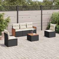 Set Divano da Giardino 6 pz con Cuscini Nero in Polyrattan 3259935