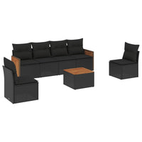 Set Divani da Giardino con Cuscini 7pz Nero Polyrattan 3259948