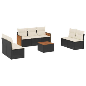 Set Divani da Giardino con Cuscini 8 pz Nero in Polyrattancod mxl 113596