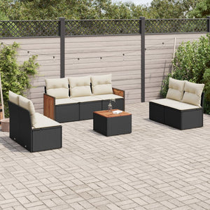 Set Divani da Giardino con Cuscini 8 pz Nero in Polyrattancod mxl 113596