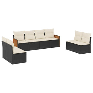 Set Divani da Giardino con Cuscini 8 pz Nero in Polyrattan 3259970