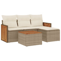 Set Divano da Giardino 5 pz con Cuscini Beige in Polyrattan 3259993