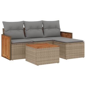 Set Divano da Giardino 5 pz con Cuscini Beige in Polyrattancod mxl 113300