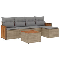 Set Divano da Giardino 6 pz con Cuscini Beige in Polyrattan 3260008