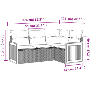 Set Divani da Giardino 5 pz con Cuscini in Polyrattan Nero 3260019