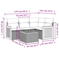 Set Divano da Giardino 5 pz con Cuscini Grigio in Polyrattan 3260023