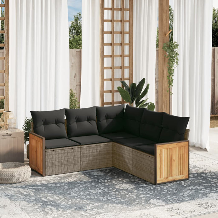 Set Divano da Giardino 5 pz con Cuscini Grigio in Polyrattancod mxl 112158