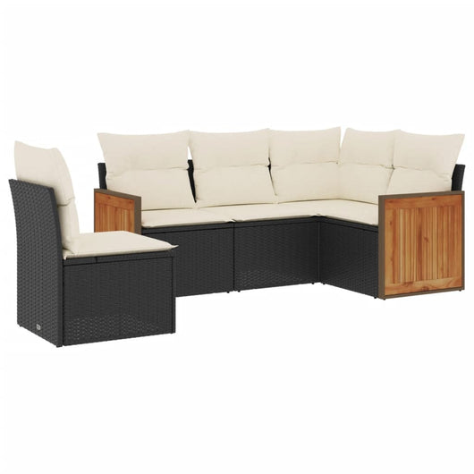 Set Divani da Giardino 5 pz con Cuscini in Polyrattan Nero 3260054