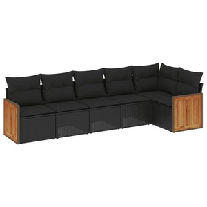 Set Divano da Giardino 6 pz con Cuscini Nero in Polyrattancod mxl 112424