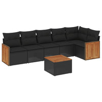 Set Divani da Giardino con Cuscini 7pz Nero Polyrattan 3260074