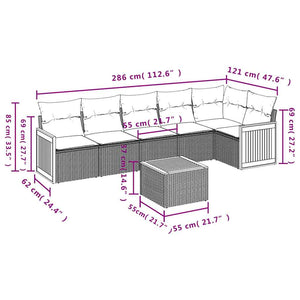 Set Divani da Giardino con Cuscini 7pz Nero Polyrattan 3260074