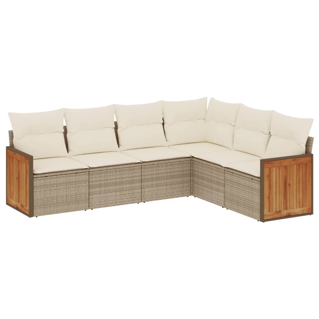 Set Divano da Giardino 6 pz con Cuscini Beige in Polyrattan 3260084