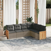 Set Divano da Giardino 6 pz con Cuscini Grigio in Polyrattancod mxl 114386