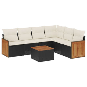 Set Divani da Giardino con Cuscini 7pz Nero Polyrattan 3260089