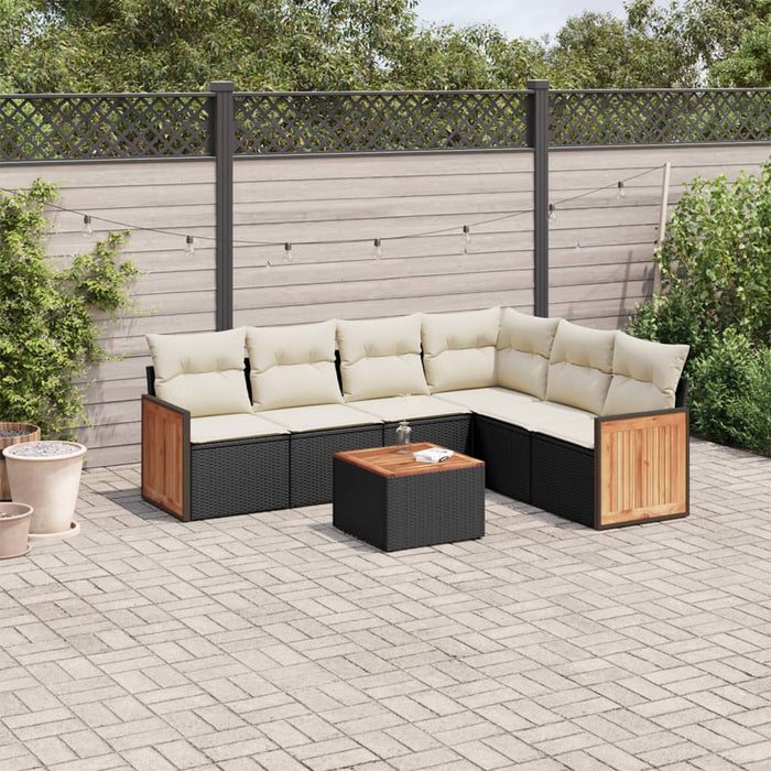 Set Divani da Giardino con Cuscini 7pz Nero Polyrattan 3260089