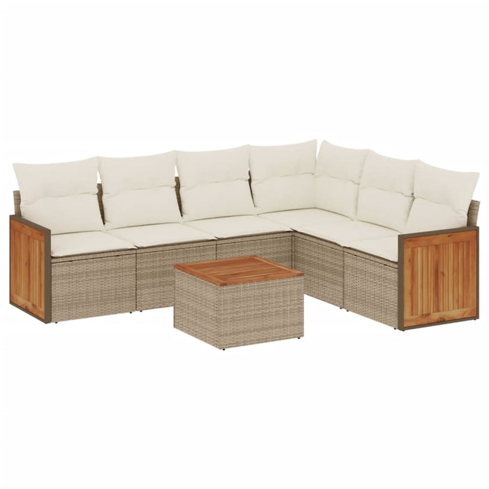 Set Divani da Giardino 7 pz con Cuscini Beige in Polyrattancod mxl 88402