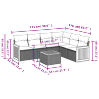 Set Divani da Giardino 7 pz con Cuscini Beige in Polyrattancod mxl 88402