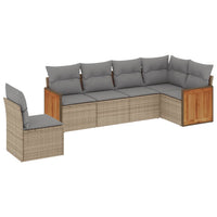 Set Divano da Giardino 6 pz con Cuscini Beige in Polyrattan 3260099